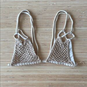 Acacia Swimwear Cream Crochet Bikini Top